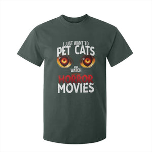 I Just Want To Pet Cats And Watch Horror Movies T Shirt For Kid TS12 Dark Forest Green Print Your Wear