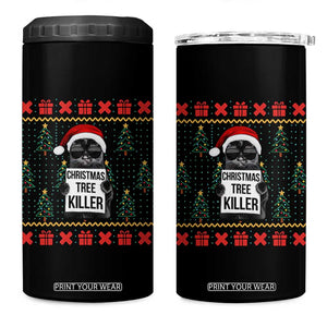Funny Xmas Black Cat 4 in 1 Can Cooler Tumbler Christmas Tree Killer Santa Kitten TS12 One Size: 16 oz Black Print Your Wear