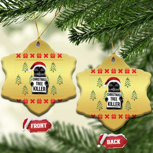 Funny Xmas Black Cat Christmas Ornament Xmas Tree Killer Santa Kitten TS12 Snow Flake Gold Print Your Wear