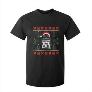 Funny Xmas Black Cat T Shirt For Kid Christmas Tree Killer Santa Kitten TS12 Black Print Your Wear