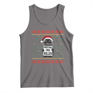 Funny Xmas Black Cat Tank Top Christmas Tree Killer Santa Kitten TS12 Deep Heather Print Your Wear