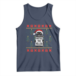 Funny Xmas Black Cat Tank Top Christmas Tree Killer Santa Kitten TS12 Navy Print Your Wear