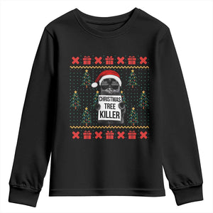 Funny Xmas Black Cat Youth Sweatshirt Christmas Tree Killer Santa Kitten TS12 Black Print Your Wear