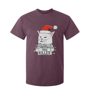 Funny Xmas Grumpy Cat T Shirt For Kid Christmas Tree Killer Santa Kitten TS12 Maroon Print Your Wear