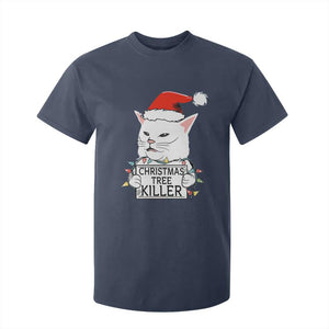 Funny Xmas Grumpy Cat T Shirt For Kid Christmas Tree Killer Santa Kitten TS12 Navy Print Your Wear