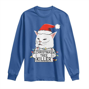 Funny Xmas Grumpy Cat Long Sleeve Shirt Christmas Tree Killer Santa Kitten TS12 Royal Blue Print Your Wear