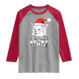 Funny Xmas Grumpy Cat Raglan Shirt Christmas Tree Killer Santa Kitten TS12 Sport Gray Red Print Your Wear