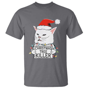 Funny Xmas Grumpy Cat T Shirt Christmas Tree Killer Santa Kitten TS12 Charcoal Print Your Wear