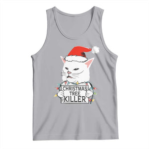 Funny Xmas Grumpy Cat Tank Top Christmas Tree Killer Santa Kitten TS12 Athletic Heather Print Your Wear
