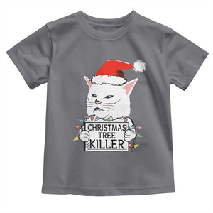 Funny Xmas Grumpy Cat Toddler T Shirt Christmas Tree Killer Santa Kitten TS12 Charcoal Print Your Wear