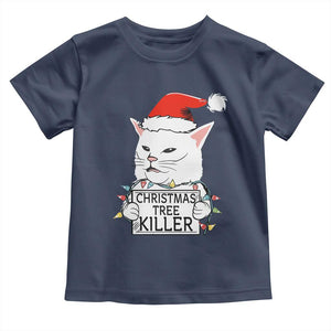 Funny Xmas Grumpy Cat Toddler T Shirt Christmas Tree Killer Santa Kitten TS12 Navy Print Your Wear