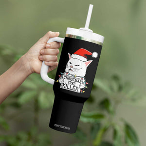 Funny Xmas Grumpy Cat Tumbler With Handle Christmas Tree Killer Santa Kitten TS12 Print Your Wear