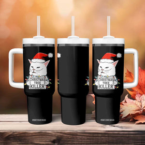 Funny Xmas Grumpy Cat Tumbler With Handle Christmas Tree Killer Santa Kitten TS12 Print Your Wear