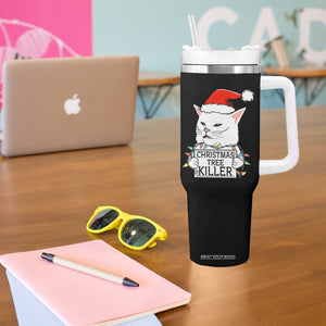 Funny Xmas Grumpy Cat Tumbler With Handle Christmas Tree Killer Santa Kitten TS12 Print Your Wear