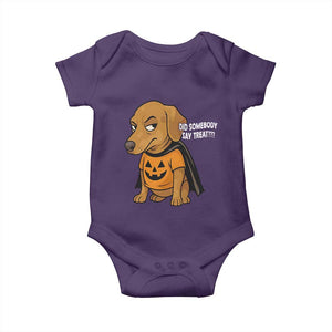 Halloween Dachshund Dog Baby Onesie Did Somebody Say Treat Meme TS12 Purple Print Your Wear