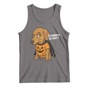 Halloween Dachshund Dog Tank Top Did Somebody Say Treat Meme TS12 Deep Heather Print Your Wear