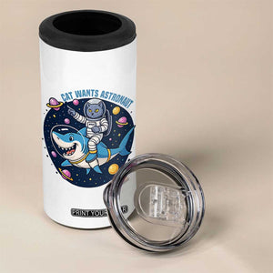 Funny Space Cat Wants Astronaut 4 in 1 Can Cooler Tumbler Sharks Sci fi Fan Universe TS12 Print Your Wear
