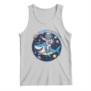 Funny Space Cat Wants Astronaut Tank Top Sharks Sci fi Fan Universe TS12 Ash Print Your Wear
