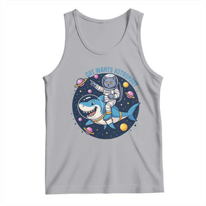 Funny Space Cat Wants Astronaut Tank Top Sharks Sci fi Fan Universe TS12 Athletic Heather Print Your Wear
