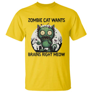 Funny Zombie Cat Wants Brains Right Meow T Shirt Halloween Zombie Kitten TS12 Daisy Print Your Wear