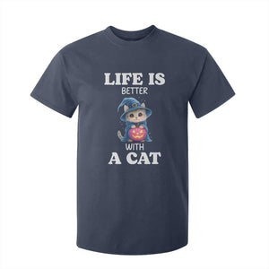 Halloween Kitty T Shirt For Kid Cute Life Is Better With A Cat TS12 Navy Print Your Wear