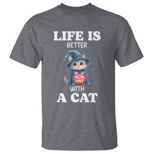 Halloween Kitty T Shirt Cute Life Is Better With A Cat TS12 Charcoal Print Your Wear