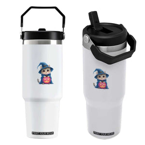 Halloween Kitty Flip Straw Tumbler Cute Life Is Better With A Cat TS12 One Size: 30 oz White Print Your Wear