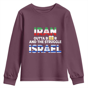 Funny Geopolitical Satire Iran Outta Beer Israel Struggle Youth Sweatshirt
