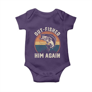 Funny Bass Fishing Baby Onesie Out Fished Him Again Fisherman Outdoor Adventure