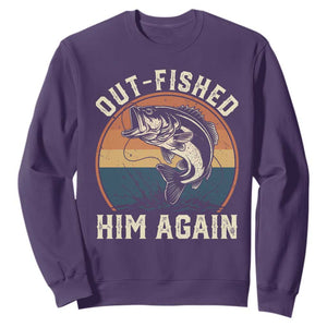 Funny Bass Fishing Sweatshirt Out Fished Him Again Fisherman Outdoor Adventure