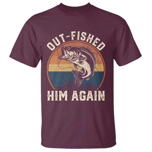 Funny Bass Fishing T Shirt Out Fished Him Again Fisherman Outdoor Adventure