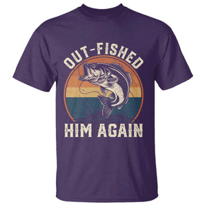 Funny Bass Fishing T Shirt Out Fished Him Again Fisherman Outdoor Adventure