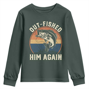 Funny Bass Fishing Youth Sweatshirt Out Fished Him Again Fisherman Outdoor Adventure