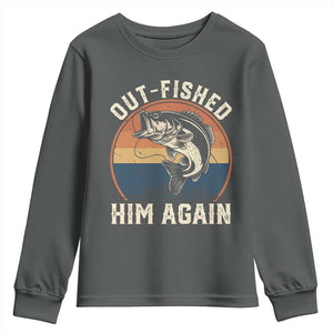 Funny Bass Fishing Youth Sweatshirt Out Fished Him Again Fisherman Outdoor Adventure