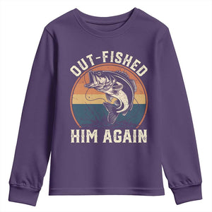 Funny Bass Fishing Youth Sweatshirt Out Fished Him Again Fisherman Outdoor Adventure