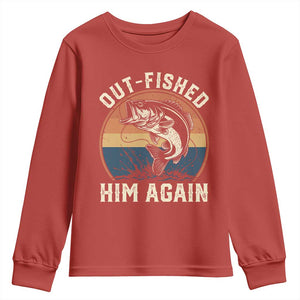 Funny Bass Fishing Youth Sweatshirt Out Fished Him Again Fisherman Outdoor Adventure