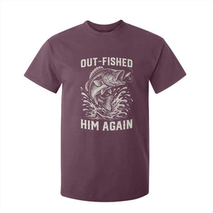 Out Fished Him Again Fisherman Angler Gift T Shirt For Kid Funny Fishing Sayings