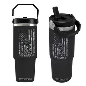 Rattlesnake Surveillance Camera US Flag Camo Graphic Flip Straw Tumbler Dont Flock Me