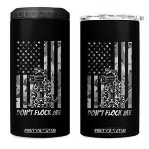 Rattlesnake Surveillance Camera US Flag Camo Graphic 4 in 1 Can Cooler Tumbler Dont Flock Me