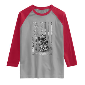 Rattlesnake Surveillance Camera US Flag Camo Graphic Raglan Shirt Dont Flock Me