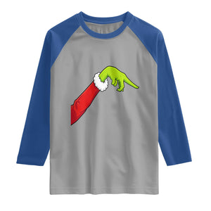 Funny Green Hand Basketball Pointing Meme Raglan Shirt Christmas Holiday Gift