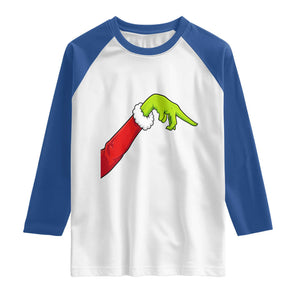 Funny Green Hand Basketball Pointing Meme Raglan Shirt Christmas Holiday Gift