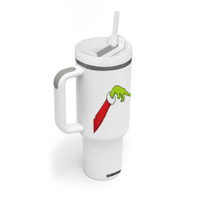 Funny Green Hand Basketball Pointing Meme Tumbler With Handle Christmas Holiday Gift