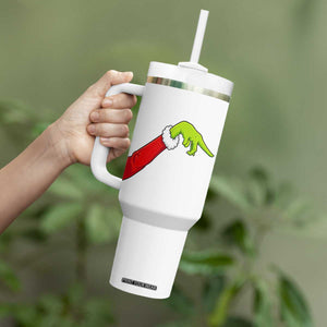 Funny Green Hand Basketball Pointing Meme Tumbler With Handle Christmas Holiday Gift