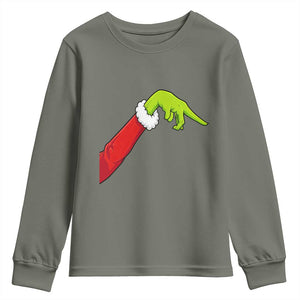 Funny Green Hand Basketball Pointing Meme Youth Sweatshirt Christmas Holiday Gift