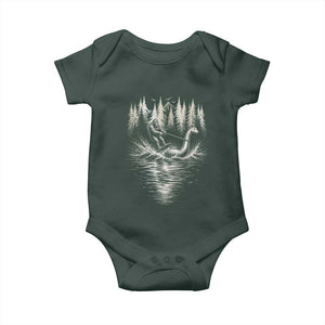 Funny Bigfoot Water Skiing Behind Nessie Baby Onesie Cryptid Lover