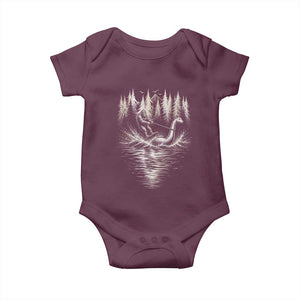 Funny Bigfoot Water Skiing Behind Nessie Baby Onesie Cryptid Lover