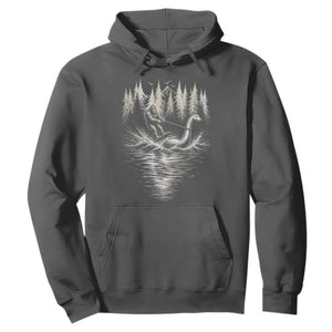 Funny Bigfoot Water Skiing Behind Nessie Hoodie Cryptid Lover