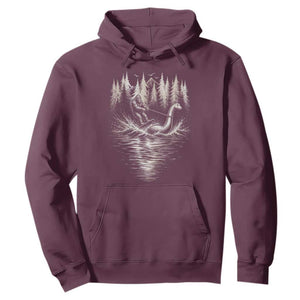 Funny Bigfoot Water Skiing Behind Nessie Hoodie Cryptid Lover