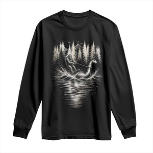 Funny Bigfoot Water Skiing Behind Nessie Long Sleeve Shirt Cryptid Lover